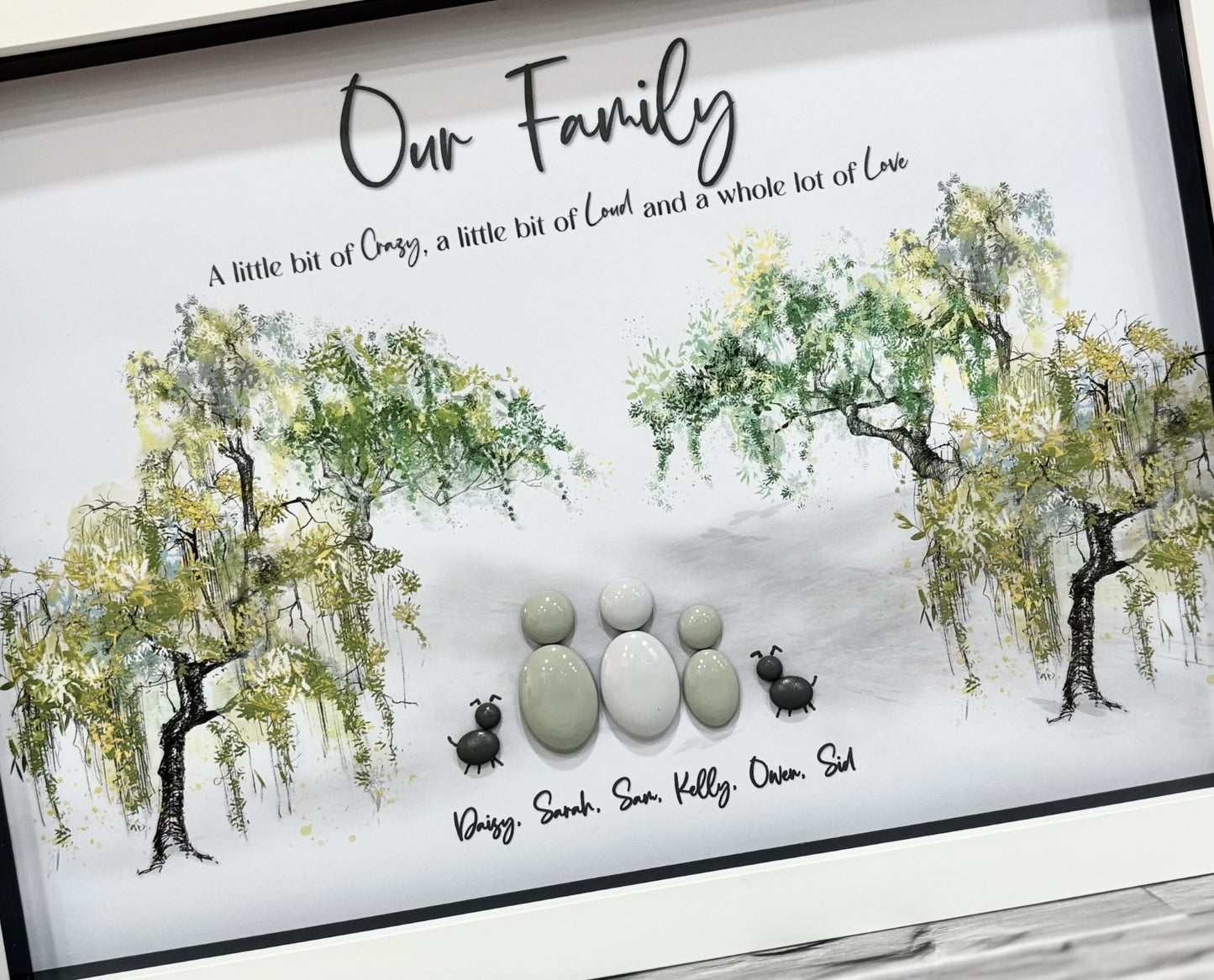 Personalised Family Pebble Picture - Green Trees